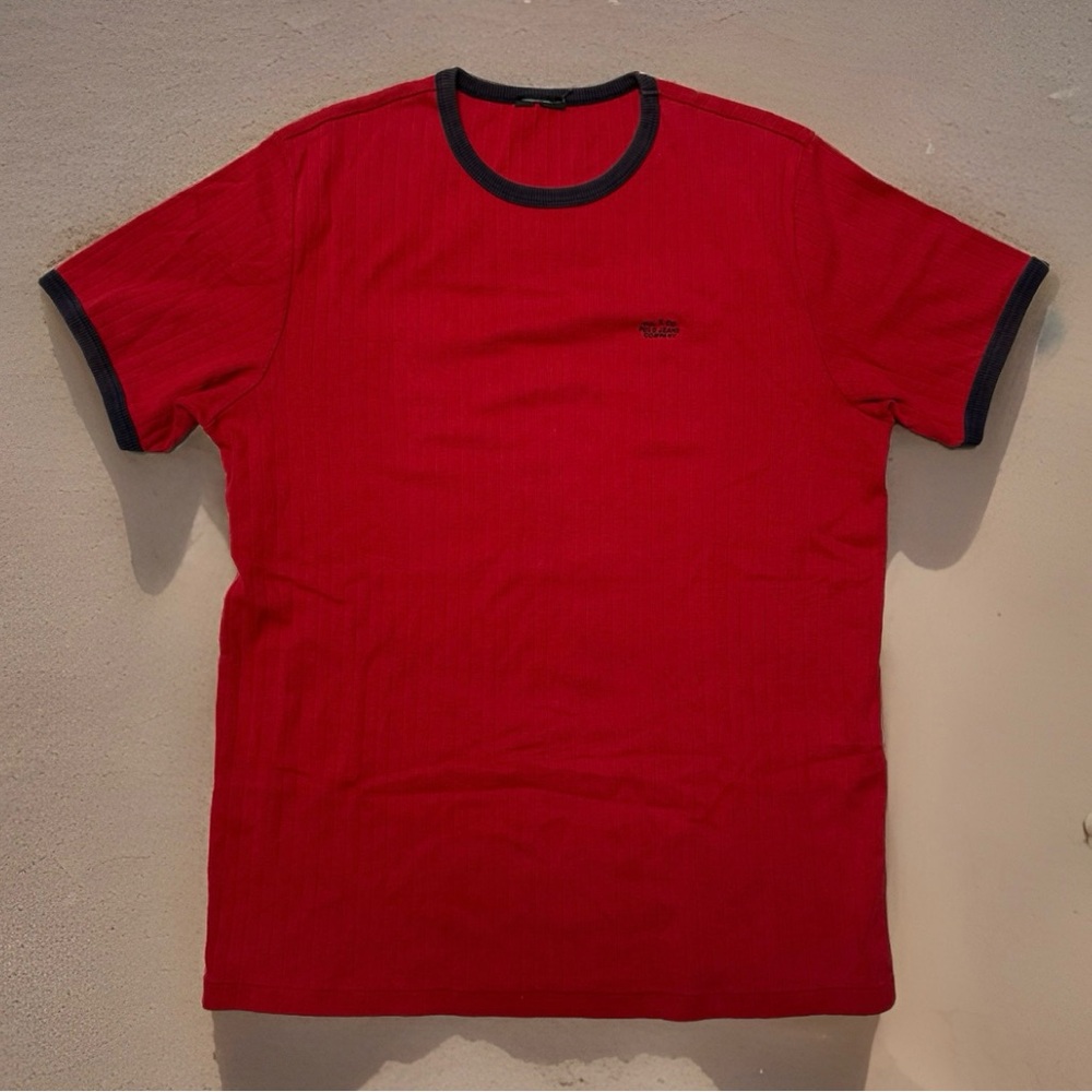 Vintage Y2K Polo Jeans Co Ralph Lauren Red Ribbed Knit Ringer Mens T-Shirt 2000s - Picture 10 of 10